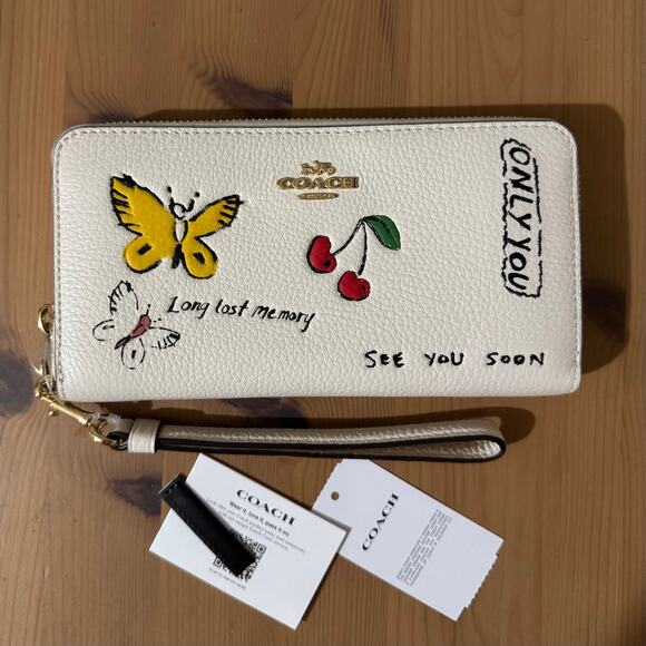 ❤️ Coach Long Zip Around Wallet With "Only You" Sketch Print - Picture 5 of 10